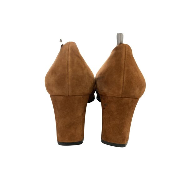 Versani Women's Size 7 Brown Suede Block Heel pumps Made In Italy - Picture 3 of 7